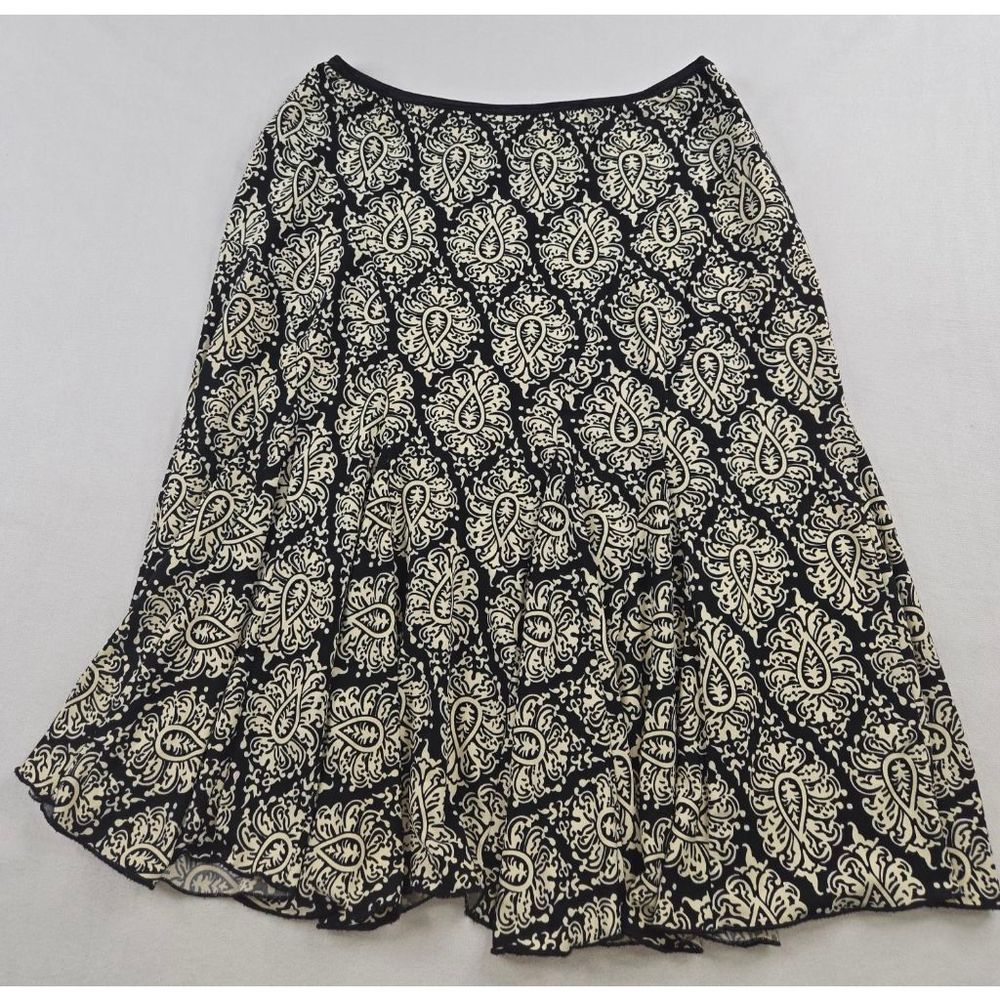 Women's Joseph Ribkoff Black Beige Paisley A-Line Skirt Size 6